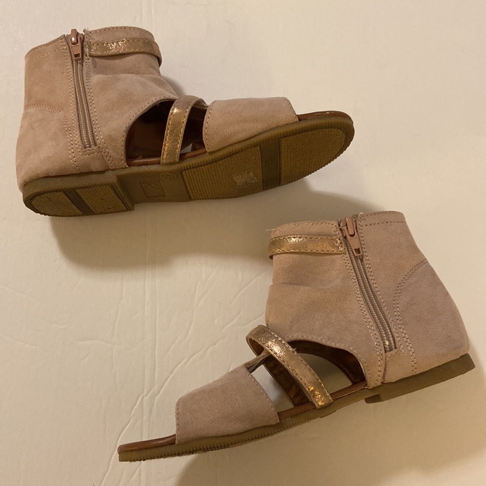 JUSTICE Silver Gold Glitter Strappy Sandals Side Zipper Size 3 - Picture 2 of 9